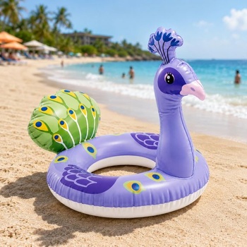 Nafukovací kruh s motivem páva 58 cm do bazénu a na pláž, kompaktní