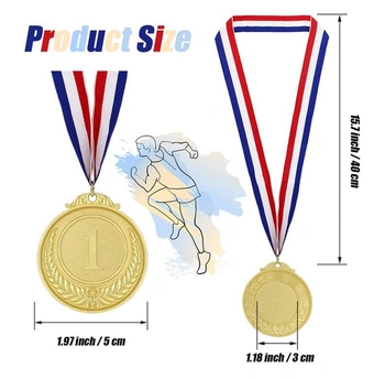 SULOLI 12 zlatých medailí se stuhami na krk, pro děti, medaile, odměna za školní hry,