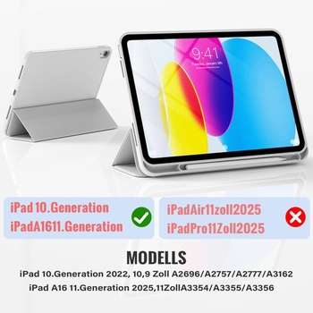 Puzdro pre iPad (A16) 11./10. generácia 11 palcov/10,9 palcov (2025/2022) sivé