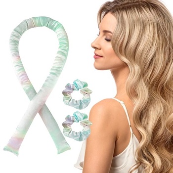 3 natáčky na vlasy cez noc, Heatless Curls Band Blue Batic Dye M