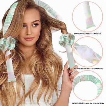 3 natáčky na vlasy cez noc, Heatless Curls Band Blue Batic Dye M
