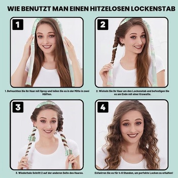 3 natáčky na vlasy cez noc, Heatless Curls Band Blue Batic Dye M