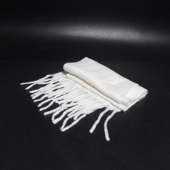 Biely šál so strapcami, 180 cm