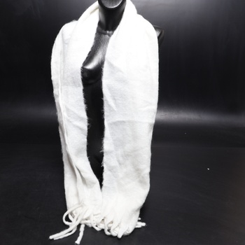 Biely šál so strapcami, 180 cm
