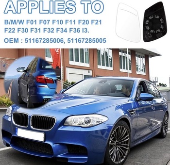 Výmena skla zrkadlá pre BMW F01 F07 F10 F11 F20 F21 F22 F30 F31 F32 F34 i3, vyhrievané náhradné