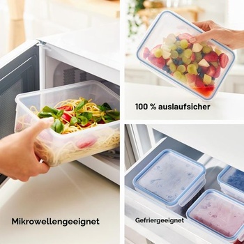 Úložné boxy Rotho Clic & Lock, balenie po 3 kusoch, 1,5 l, s viečkami, nepriepustné, balenie po 3 kusoch