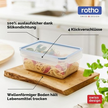 Úložné boxy Rotho Clic & Lock, balenie po 3 kusoch, 1,5 l, s viečkami, nepriepustné, balenie po 3 kusoch