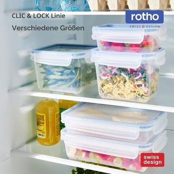 Úložné boxy Rotho Clic & Lock, balenie po 3 kusoch, 1,5 l, s viečkami, nepriepustné, balenie po 3 kusoch