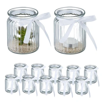 Sklenené sviečky na čajové sviečky Relaxdays, sada 12…