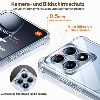 Priehľadné silikónové puzdro ivoler pre Xiaomi 14T Pro s nárazuvzdornými rohovými chráničmi, tenké