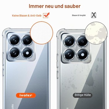 Priehľadné silikónové puzdro ivoler pre Xiaomi 14T Pro s nárazuvzdornými rohovými chráničmi, tenké
