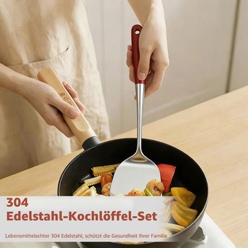 Sada kuchyňského náčiní z nerezové oceli, 6dílná sada: špachtle a naběračka na polévku