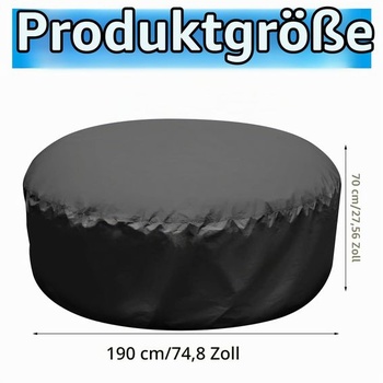 Kryt na kulatý bazén KEAGAN 190 x 70 cm, 420D Oxfordský kryt na bazén, UV odolný, vodotěsný a