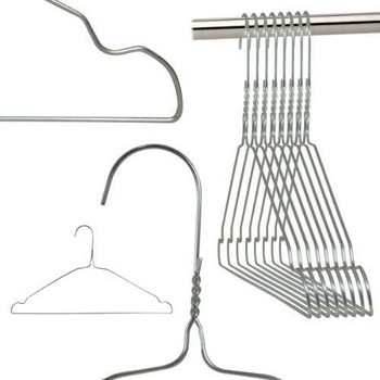 Hangerworld 50 drátěných ramínek na oblečení s prohlubněmi 41 cm, stříbrná kovová ramínka na