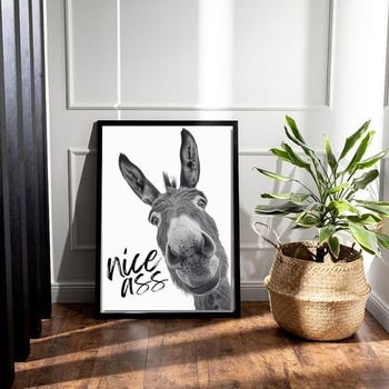 Plagát Casapixo Donkey Nice Ass A3 | 29,7 cm x 42 cm | Nástenné umenie bez rámu | Obrazy do