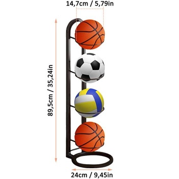 Stojan na lopty, stojan na lopty, vertikálne úložisko lôpt, stojan na lopty na basketbal, futbal,