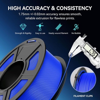 JAYO PETG filament 1,75 mm černý 1,1 kg, PETG vysoce odolný filament pro 3D tiskárny, rozměrová