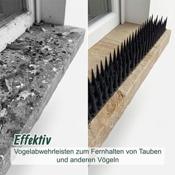 Odpudzovače vtákov Relaxdays, sada 20 kusov, na balkón, strechu, 3 rady, čierne