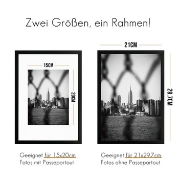 VUVUZULA fotorámiky A4 čierne 21x30cm sada 3 kusov fotorámikov DIN A4 s paspartou certifikáty čierne