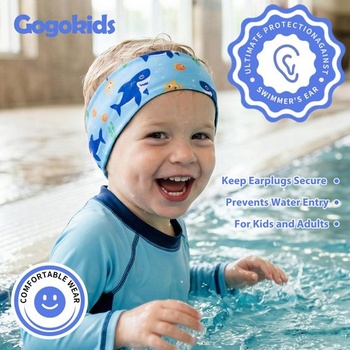 Čelenka na plávanie Gogokids pre deti i dospelých, ochrana sluchu, modrá, 1 balenie – M