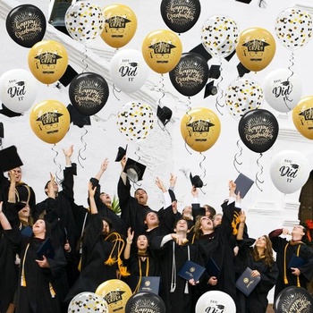 ALEGRE® 2026 Promočná dekorácia balónikov čierno-zlaté, 20 ks gratulačná dekorácia na zloženie skúšky