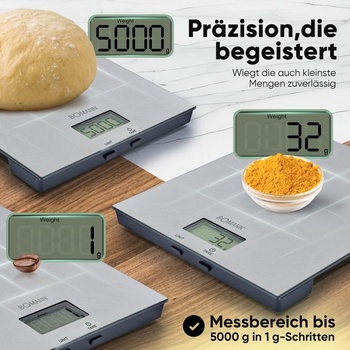 Digitální kuchyňská váha Bomann® | Váha po 1 g až do 5 kg | s vyznačením šálků | ideální pro
