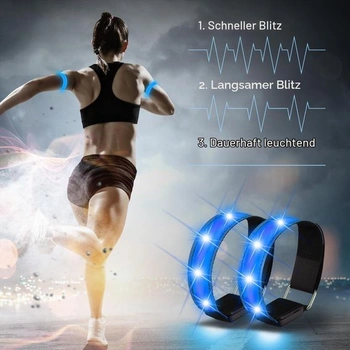 JIZZU LED reflexný dobíjací, balenie 2 LED bezpečnostných náramkov, USB reflexný pásik, LED svetelný