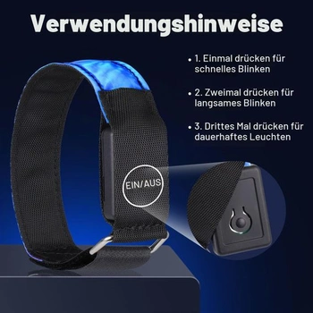JIZZU LED reflexný dobíjací, balenie 2 LED bezpečnostných náramkov, USB reflexný pásik, LED svetelný