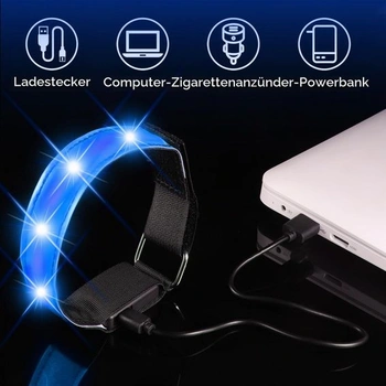 JIZZU LED reflexný dobíjací, balenie 2 LED bezpečnostných náramkov, USB reflexný pásik, LED svetelný