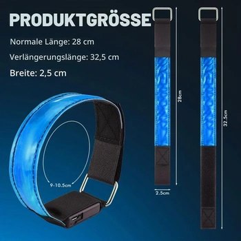 JIZZU LED reflexný dobíjací, balenie 2 LED bezpečnostných náramkov, USB reflexný pásik, LED svetelný