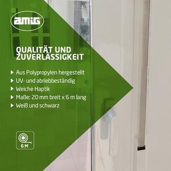 Amig – Navíjecí páska na rolety – 20 mm x 6 m – Odolná proti UV záření a oděru – Černý puntíkovaný