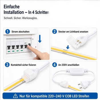 VIEVRE 2 kusy COB LED páskové zástrčky 230V, 45 cm, pre 8mm DPS