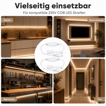 VIEVRE 2 kusy COB LED páskové zástrčky 230V, 45 cm, pre 8mm DPS