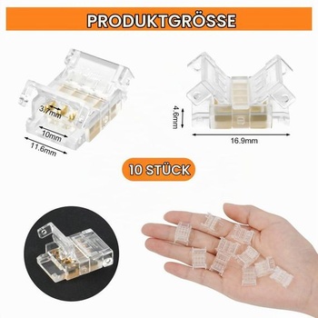 Konektory pro LED pásky HOTUT, 10 kusů, 4pinové, 10mm, nepájivé konektory pro SMD LED pásky (SMD
