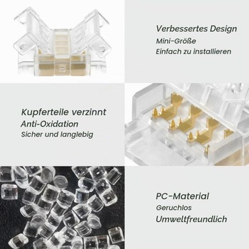 Konektory pro LED pásky HOTUT, 10 kusů, 4pinové, 10mm, nepájivé konektory pro SMD LED pásky (SMD