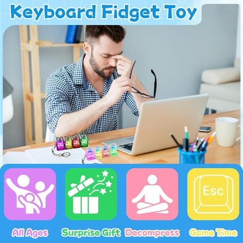 Klávesnica Fidget, Sada 2 hračiek Fidget pre dospelých a deti, Antistresová klávesnica s LED svetlom,