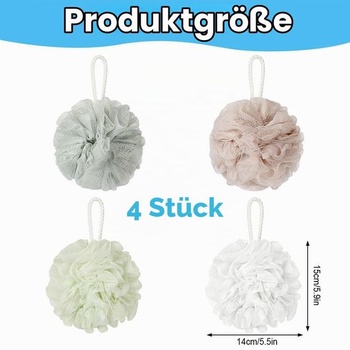 Huba do kúpeľa [balenie 4 ks] Sprchová huba, 60 g Lufa do sprchy súprava 4 kusov – 60 g (jednofarebné)