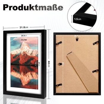 FOSER fotorámik A3 1 kus, všestranný nový fotorámik zlatý, s nástenným háčikom na stenu (zlatý, A3