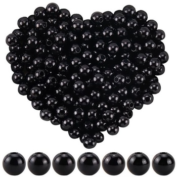 1000 kusov čiernych korálikov 6 mm okrúhlych plastových korálikov voľné okrúhle umelé korálky s dierkou,