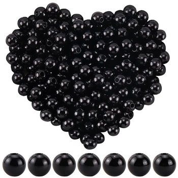 1000 kusov čiernych korálikov 6 mm okrúhlych plastových…