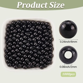 1000 kusov čiernych korálikov 6 mm okrúhlych plastových korálikov voľné okrúhle umelé korálky s dierkou,