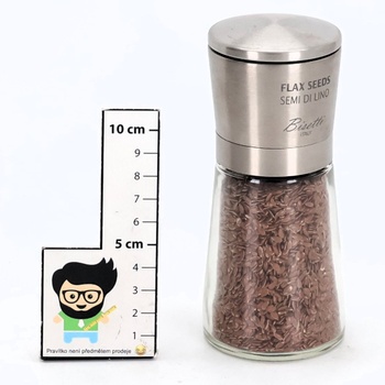 Bisetti Falx Seeds – Špeciálny mlynček s vekom z nerezovej ocele, vyrobené v Taliansku, sklo a kov,