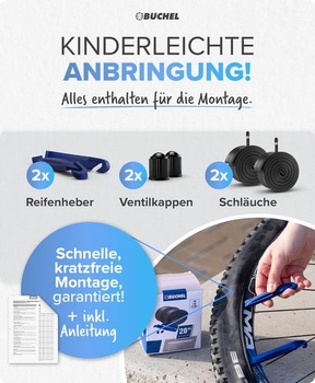 Büchel duša na bicykel 27,5 palca - AV 40 mm, 27,5x1,75-2,125 (47-584) vrátane montážnych pák a krytky