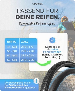 Büchel duša na bicykel 27,5 palca - AV 40 mm, 27,5x1,75-2,125 (47-584) vrátane montážnych pák a krytky