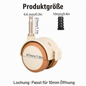 4 otočné kolieska pre detské postieľky, kolieska s brzdami, dvojité kolieska, tiché, pre malé pohovky,