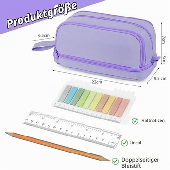 Veľkokapacitný peračník pre dievčatá a chlapcov, 4 priehradky, fialový peračník, odolné púzdro na perá s