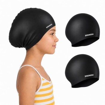 2 silikónové plavecké čiapky pre deti vo veku 6-14 rokov, vysoko elastické, pohodlné, protišmykové