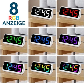 Hlasitý budík pro ty, co tvrdě spí, hlasitý budík s vibracemi, duální budík, RGB displej, 5 úrovní