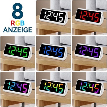 Hlasný budík pre tých, čo tvrdo spia, hlasný budík s vibráciami, duálny budík, RGB displej, 5 úrovní