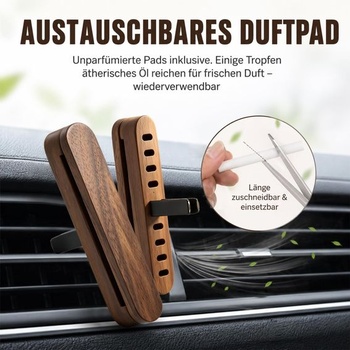 2dílná sada dřevěných difuzérů do auta, difuzér do auta pro esenciální oleje s 10 náhradními